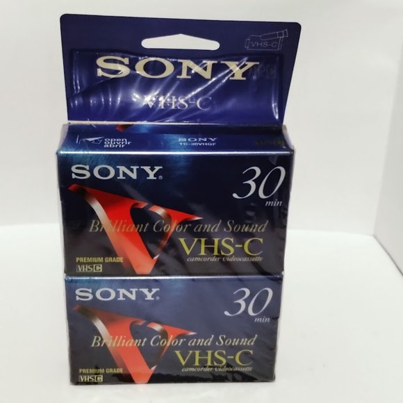 Sony 2 Pack VHS-C 30 min Brilliant Color and Sound Video Cassettes - Picture 1 of 3